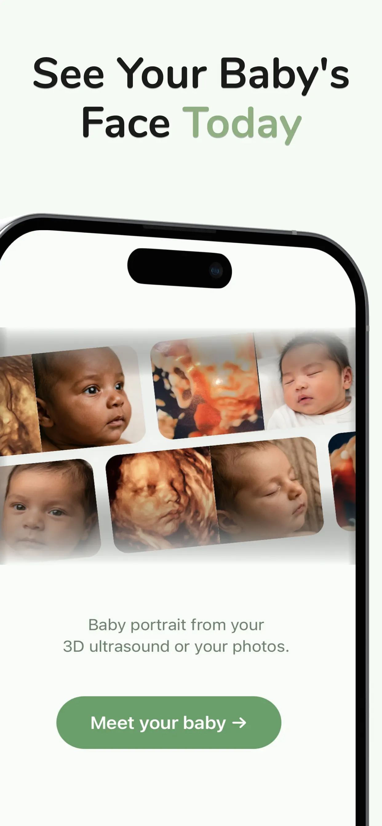 BabyBloom app turning 3D ultrasound scans into realistic baby face pictures
